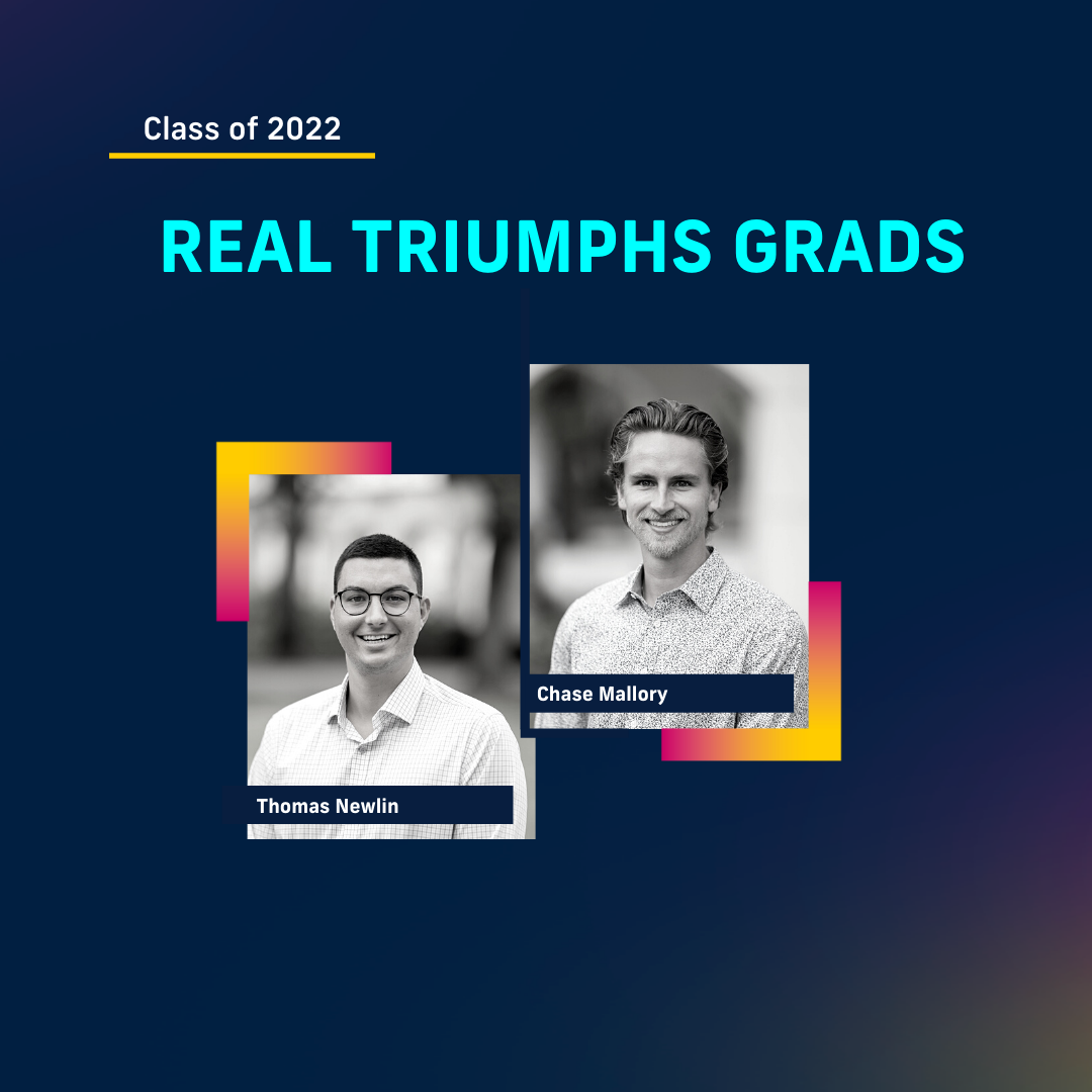 Black and white heashots of the two medical students named real triumphs graduates from class of 2022.